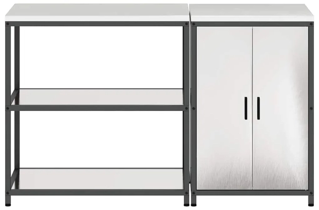 Conjunto de Armazenamento de Cozinha com prateleira 2 pcs Prata