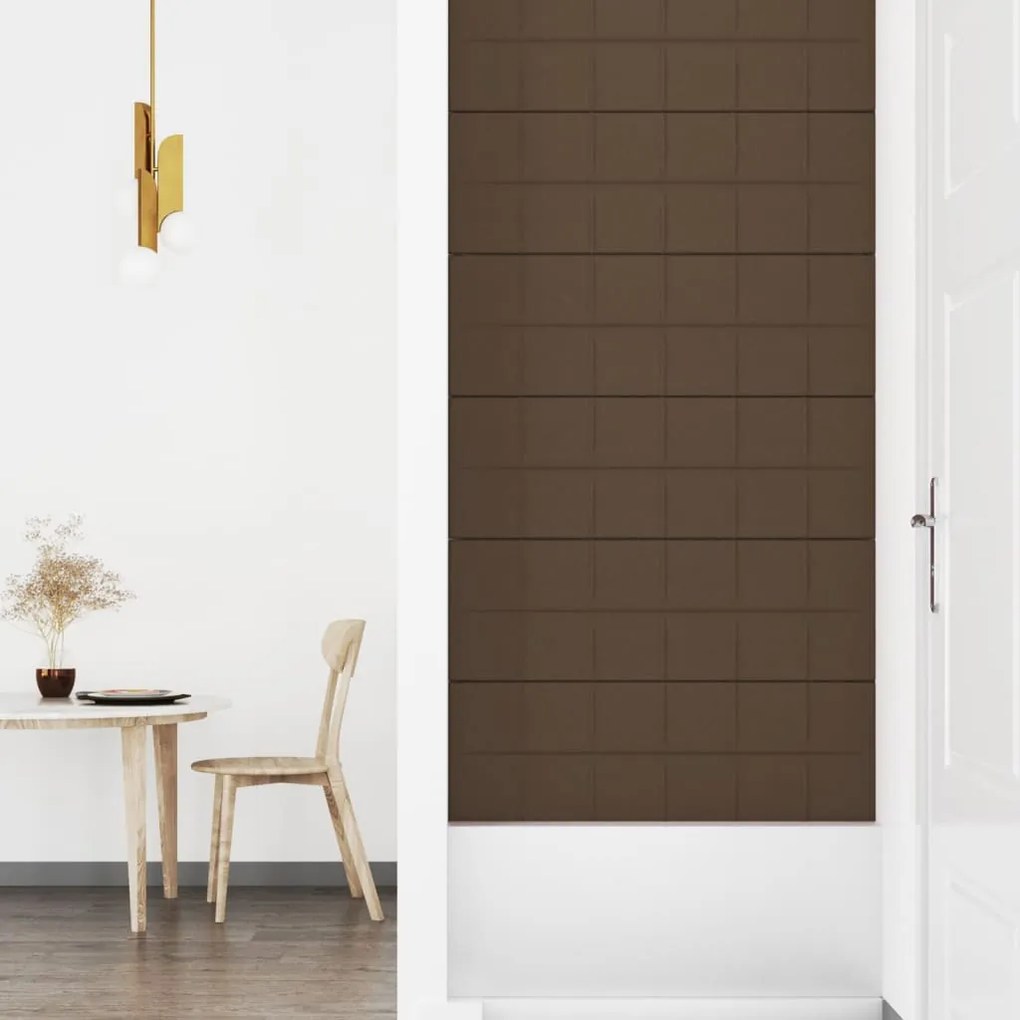 Painel de parede 12 pcs 90x30 cm tecido 3,24 m² castanho