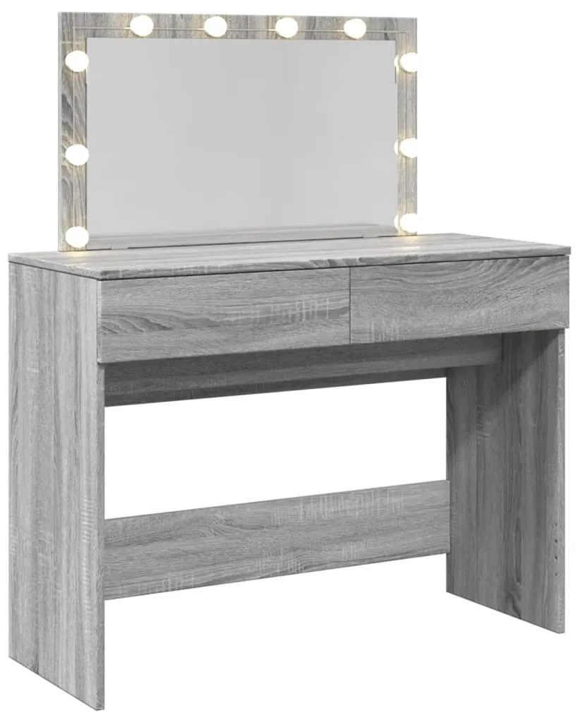 Toucador com LEDs 100x40x120 cm sonoma cinza