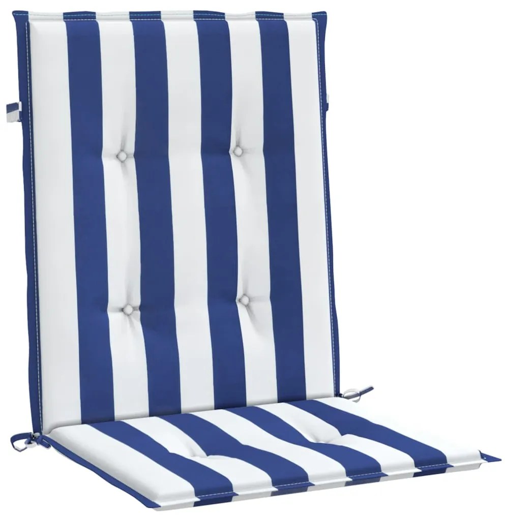 Almofadões cadeira encosto baixo 4pcs tecido riscas azul/branco