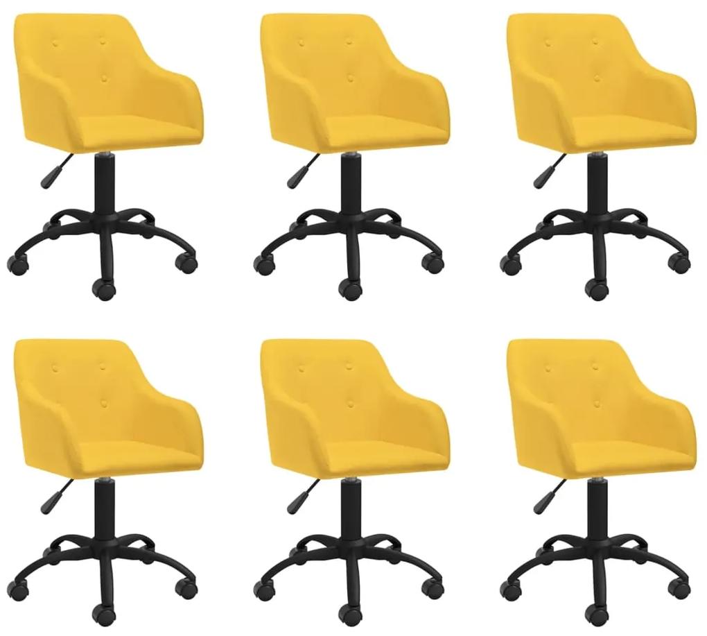 3089421 vidaXL Cadeiras de jantar giratórias 6 pcs tecido amarelo