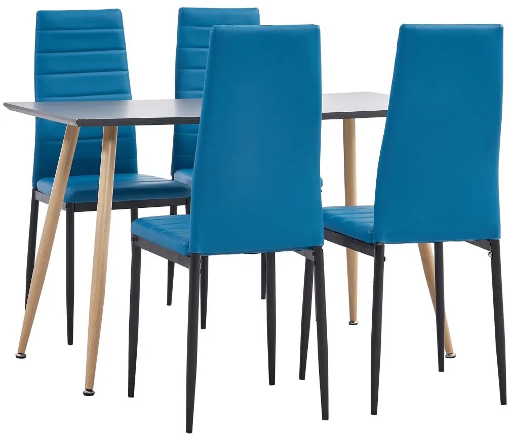 vidaXL 5 pcs conjunto de jantar couro artificial azul-mar