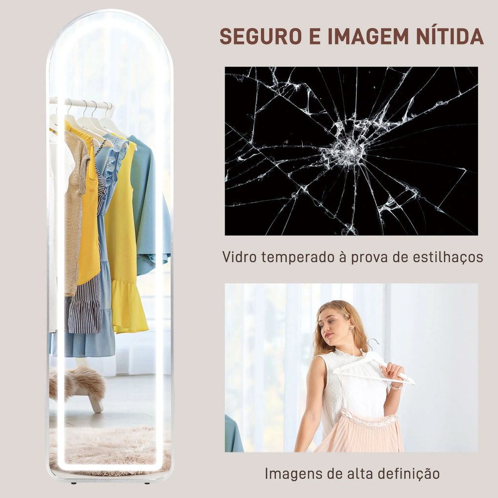 Espelho de Pé com Luzes LED 40x150 cm Espelho de Corpo Inteiro com Est