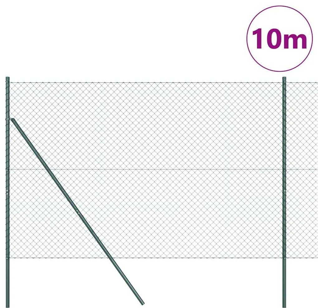 Conjunto de Postes de Cerca Verde 1.6 x 10 m Aço Galvanizado