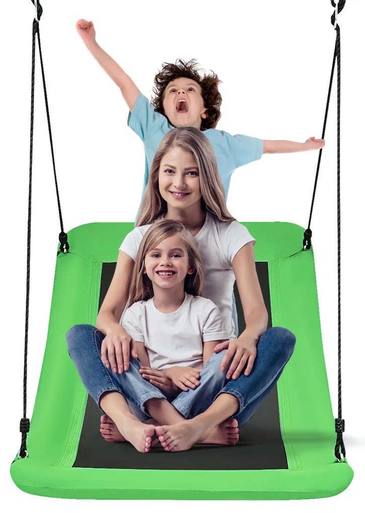 Baloiço de Árvore para Crianças Baloiço Exterior em tecido PP Oxford com Cordas Ajustáveis para Jardim 155 x 83 cm Verde