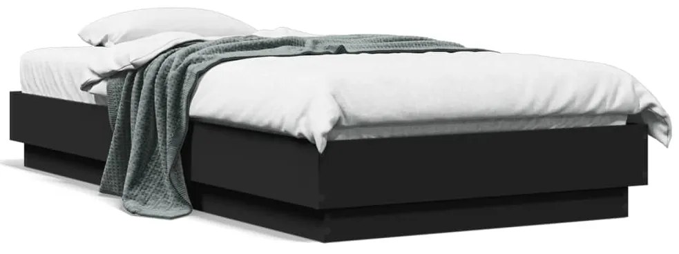 Estrutura de cama com luzes LED 75x190 cm preto