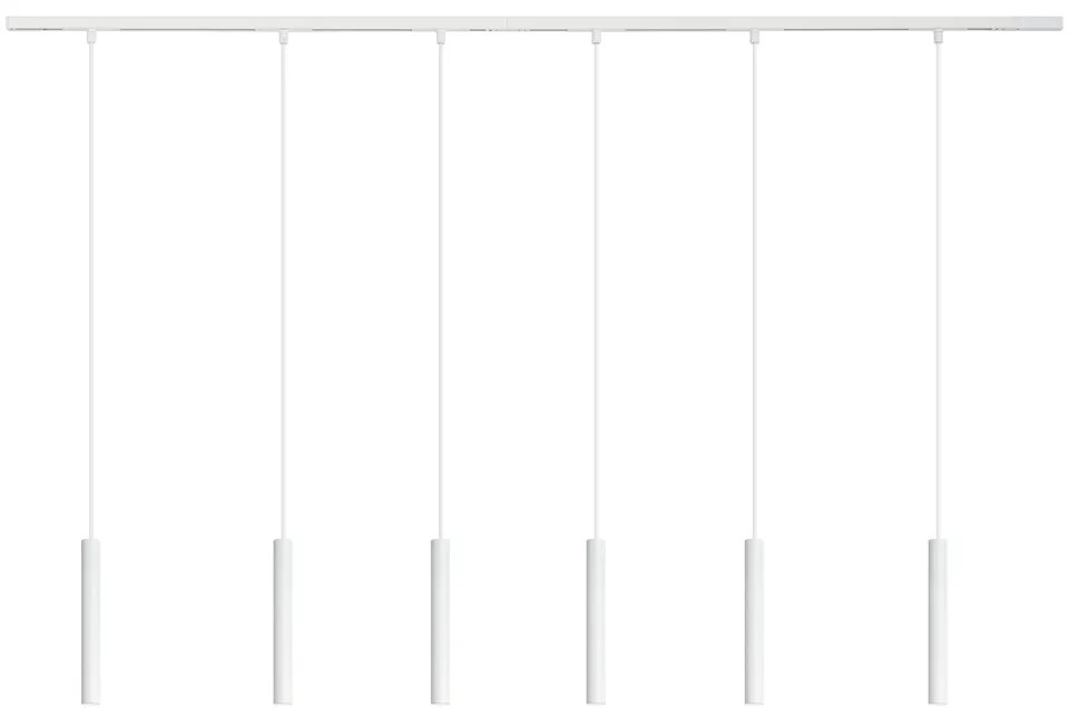 Sistema de iluminação de trilho moderno com 6 pendentes brancas monofásicas - Slimline Keno