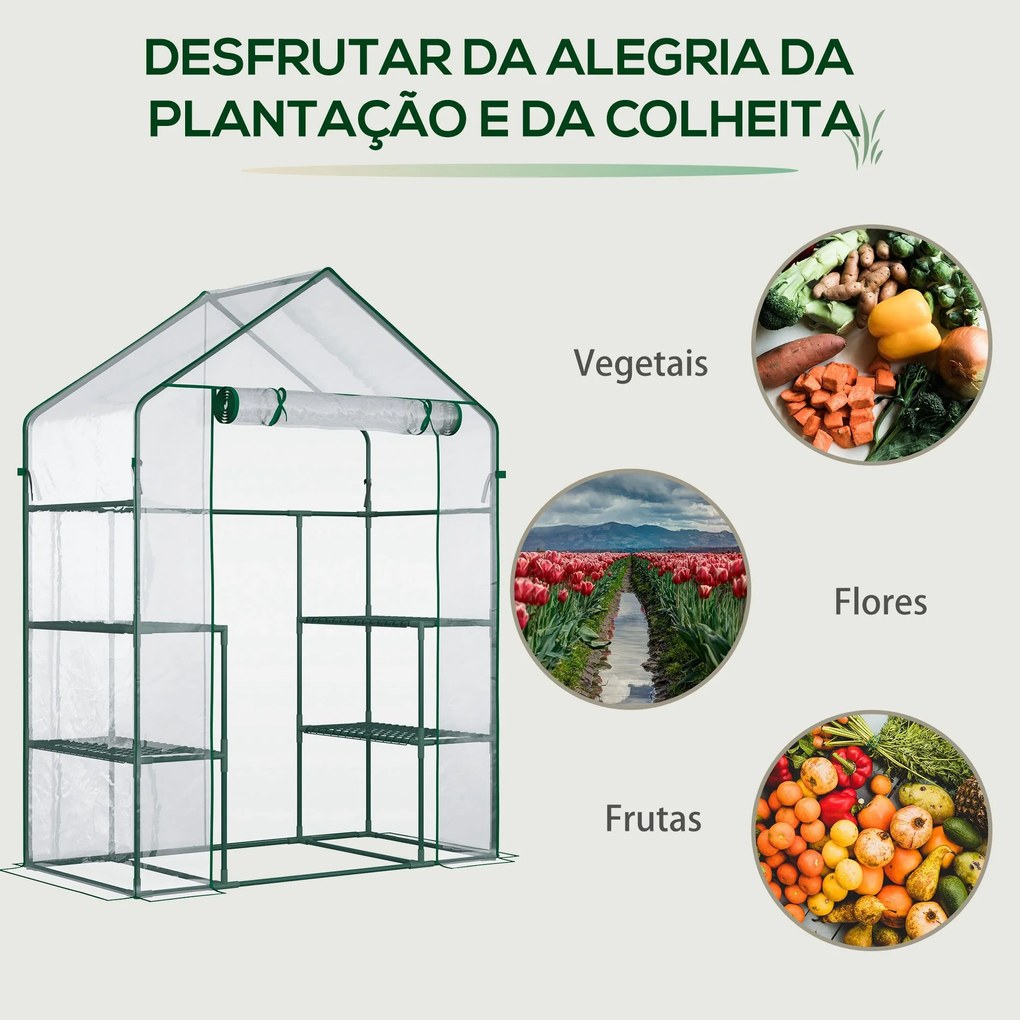 Estufa de Jardim Estufa de Terraço com 4 Prateleiras 1 Porta com Fecho