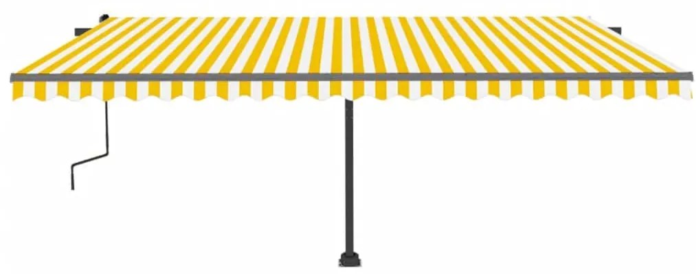 Toldo retrátil manual com LED 500x300 cm amarelo e branco