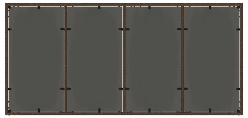 Mesa de jardim com tampo de vidro 190x90x75 cm vime PE castanho