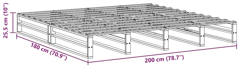 Cama sem colchão 180x200 cm pinho maciço castanho-mel