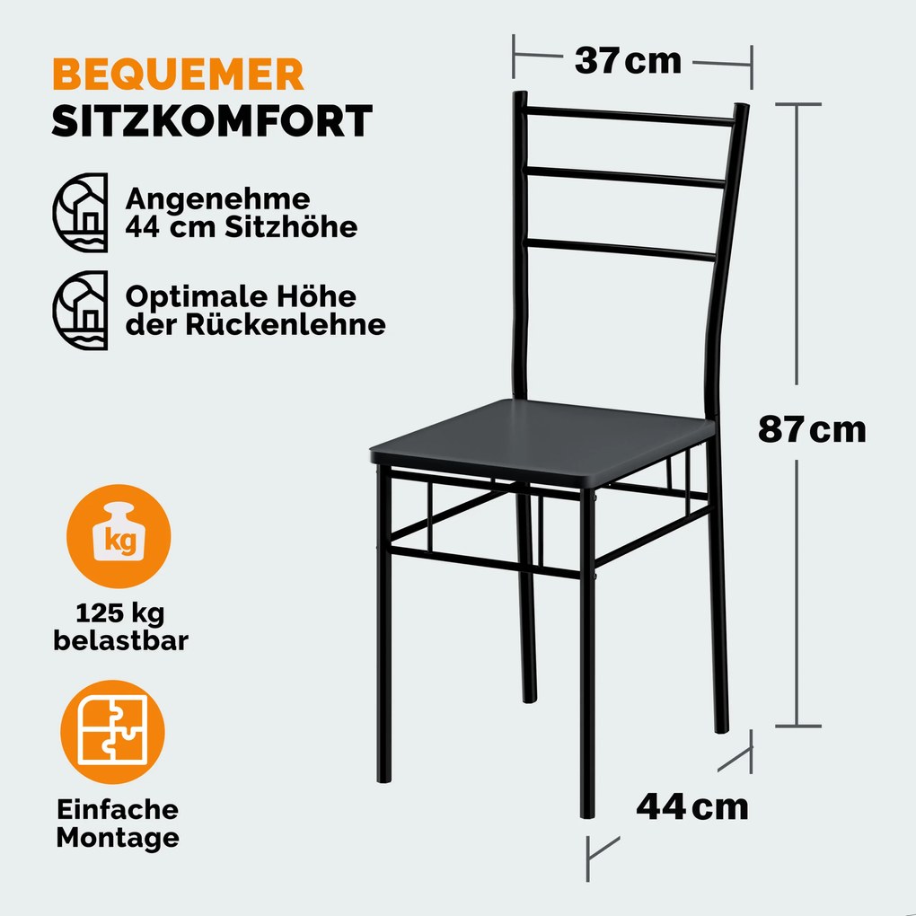 Conjunto de jantar com mesa e 4 cadeiras Leo de 5 peças em antracite