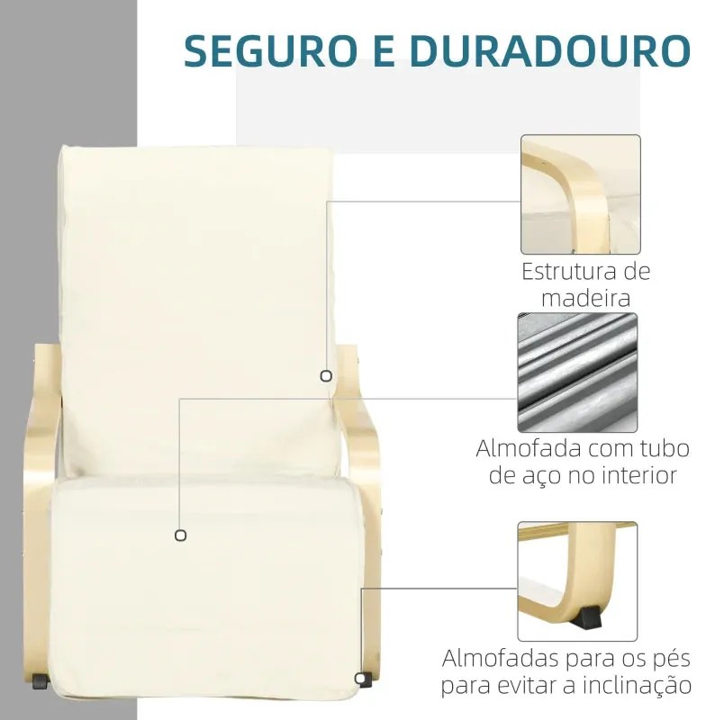 Poltrona Massizo Ajustável - Creme - Design Moderno