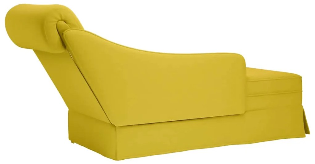 Chaise-longue com almofada e apoio braço direito veludo amarelo