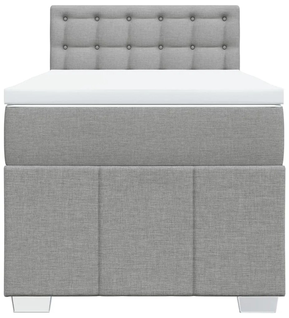 Cama com molas/colchão 100x200 cm tecido cinzento-claro