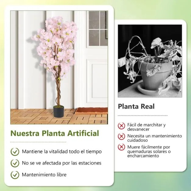 Conjunto 2 Árvores de cerejeira 150 cm em vaso Decoração de quarto de criança para escritório em casa Rosas