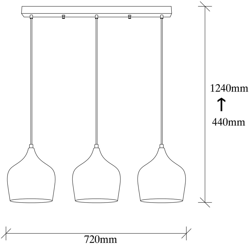 Candeeiro de Teto Dodo – Preto – 72 x 22 cm