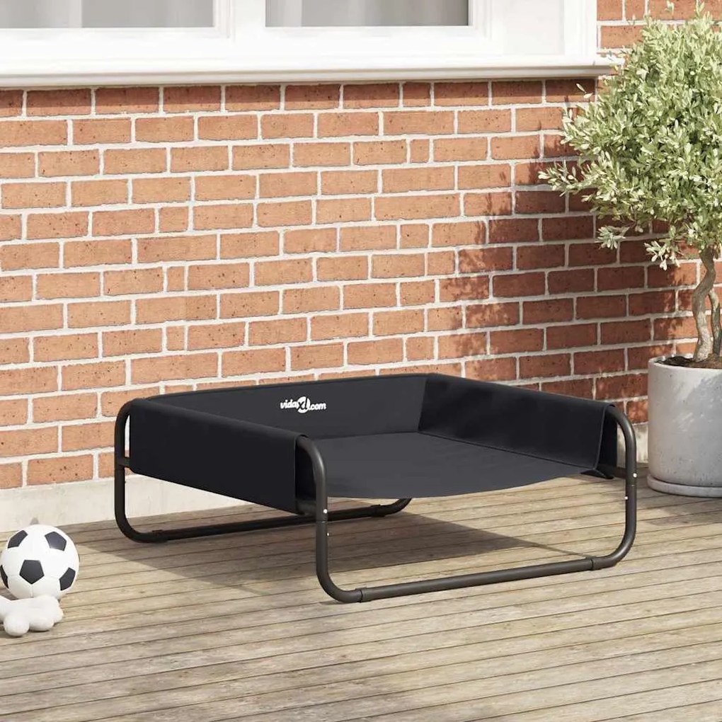 Cama Elevada para Cão Preta Tecido Oxford e Aço
