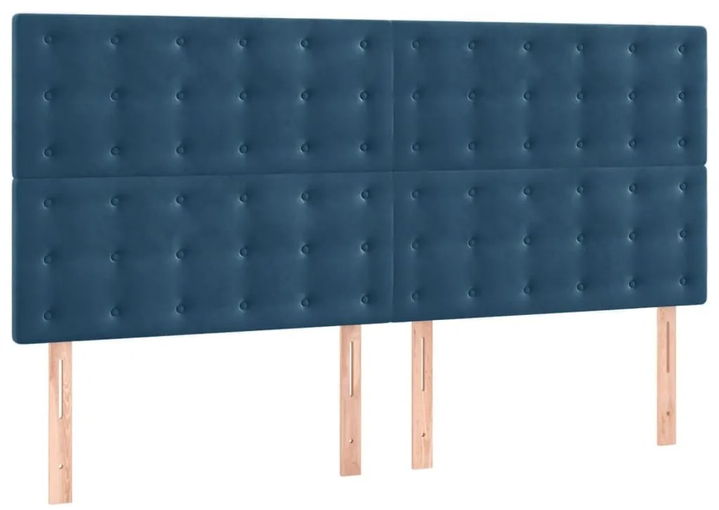 Cama com molas/colchão 200x200 cm veludo azul-escuro