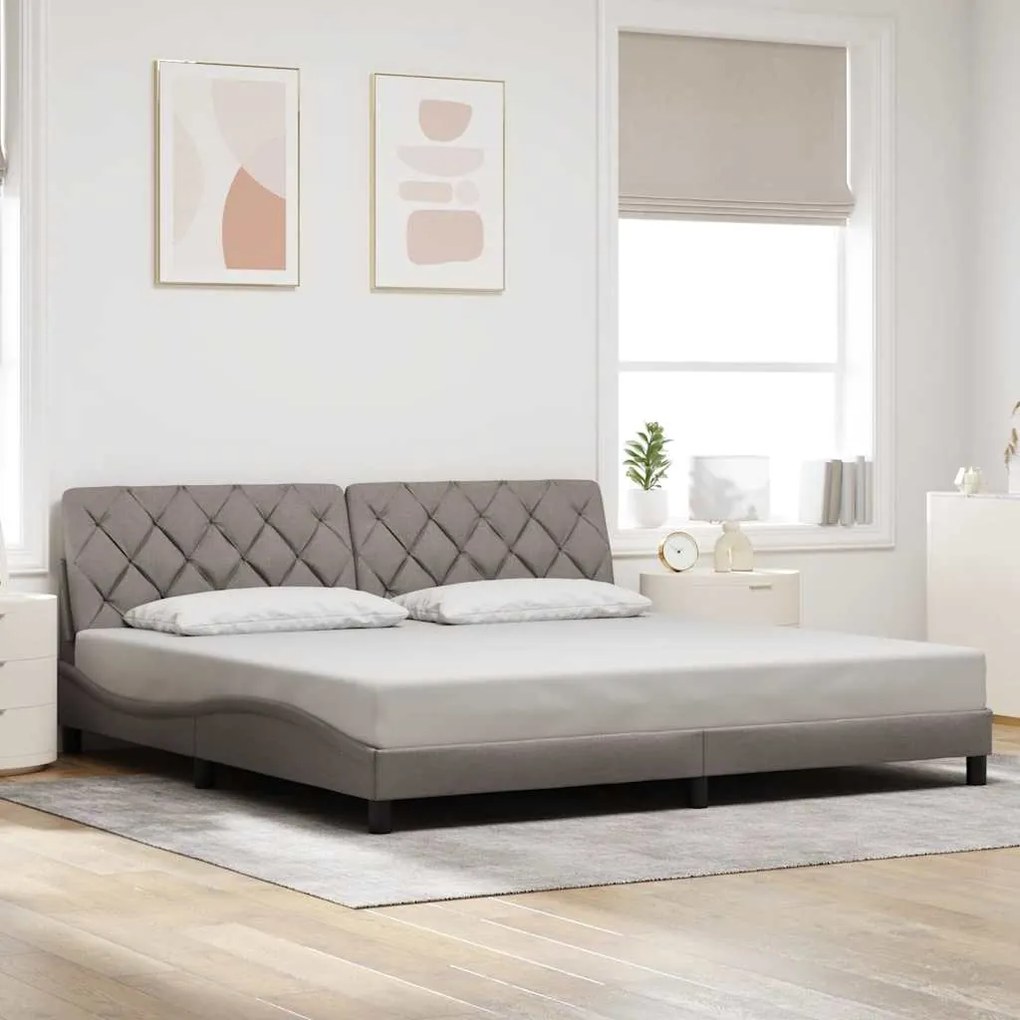 vidaXL Cama sem colchão 200x200 cm tecido cinzento-acastanhado
