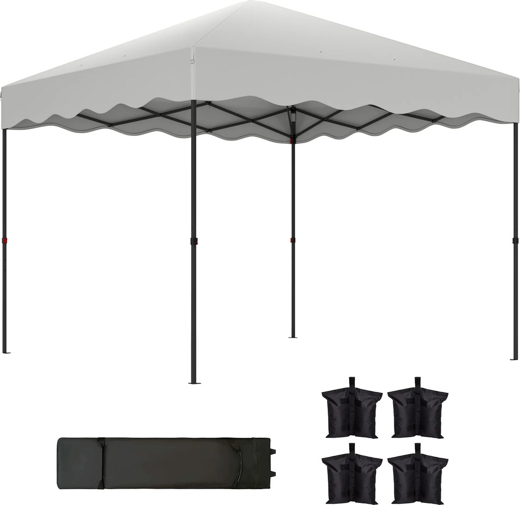 Outsunny Tenda Dobrável Pop UP 3x3 m Eventos Proteção UV50+ Altura Ajustável Bolsa Transporte Fácil Montagem Branco | Aosom Portugal