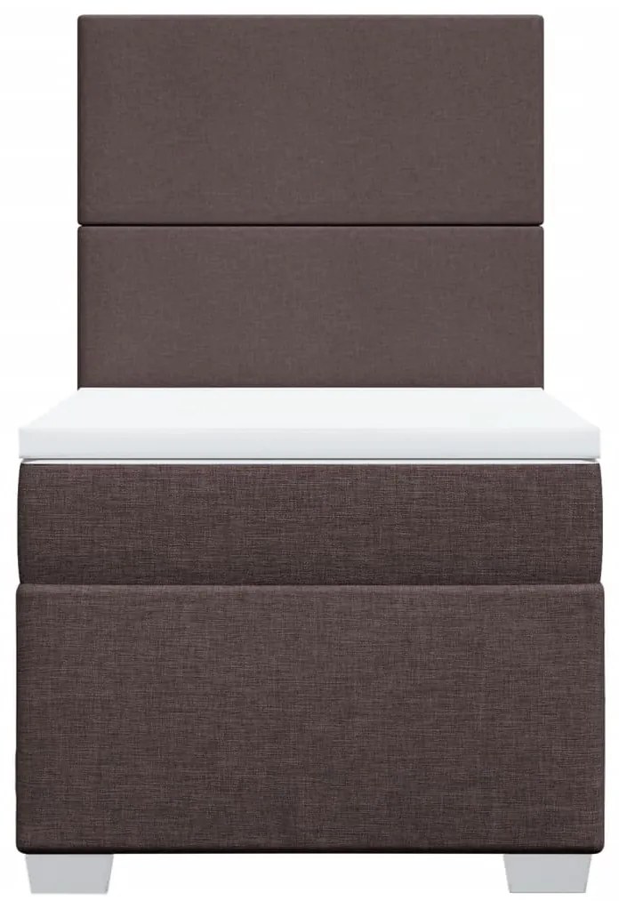 Cama com molas/colchão 100x200 cm tecido castanho-escuro