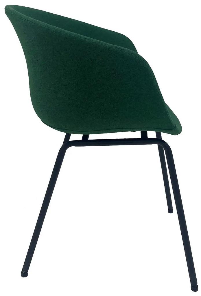 Conjunto 2 Cadeiras de Cozinha e Sala de Jantar  KIEL, metal, estofado tecido verde
