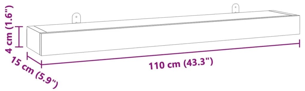Prateleiras de parede 2 pcs 110x15x6 cm madeira de teca maciça