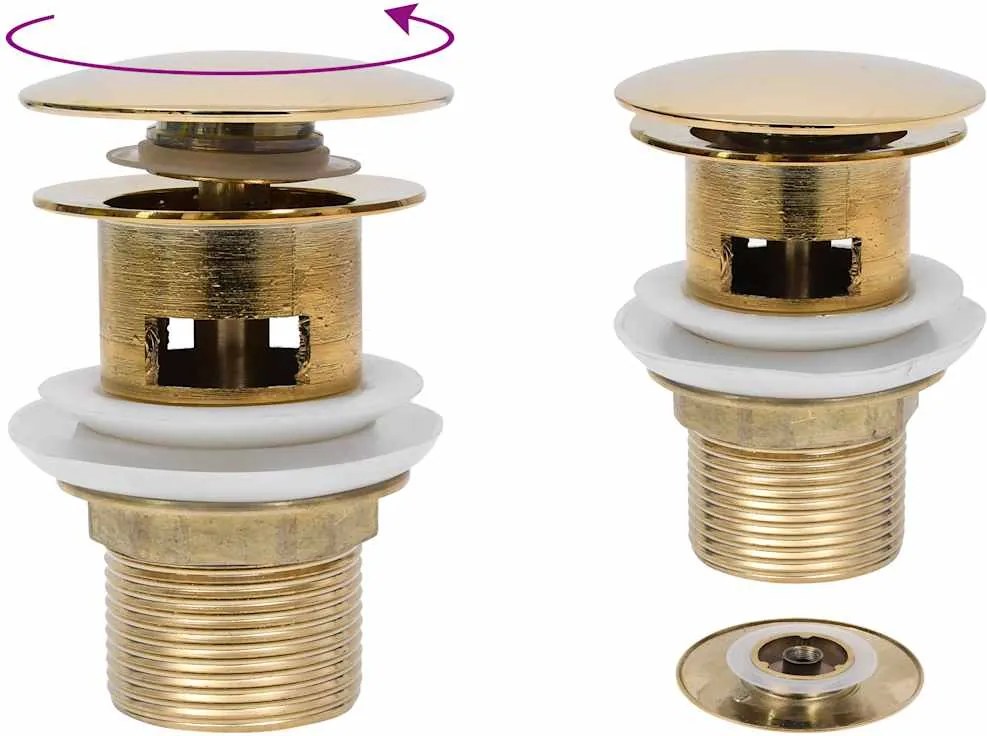 vidaXL Válvula escoam. c/ função antitransbordo 6,4x6,4x9,1 cm dourado