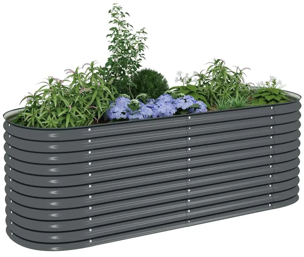 Canteiro elevado de jardim aço galvanizado 240x80x81cm cinzento