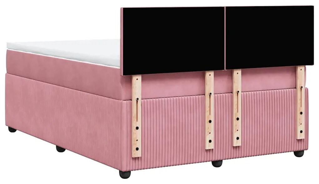 Cama com molas/colchão 160x200 cm veludo rosa