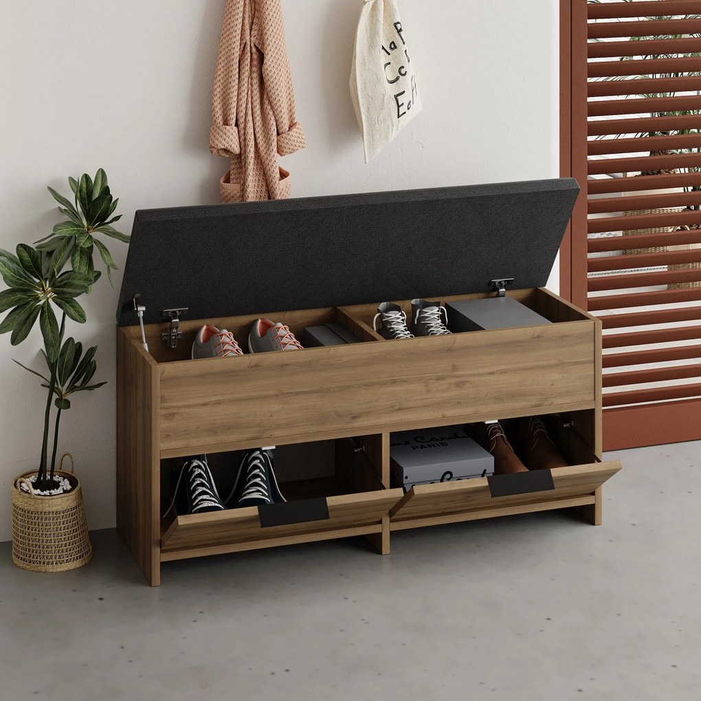 Sapateira Berlin – Nogueira/Preto – 60x200x35 cm