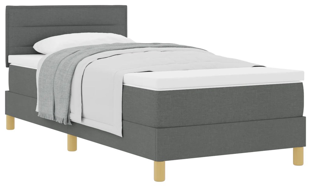 Cama Box Spring com Colchão Cinza Escuro 90x190 cm Tecido
