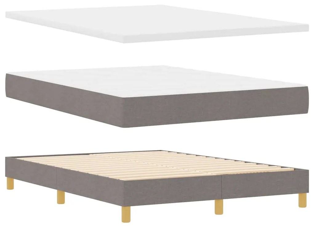 Cama Box Spring com Colchão e LED Taupe 140x200 cm Tecido