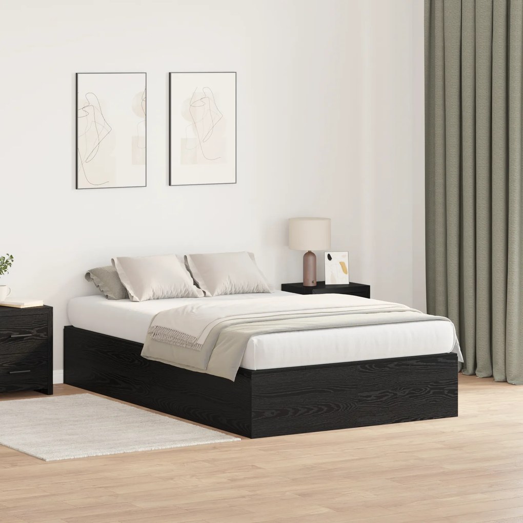 Cama com Arrumação Preto Carvalho 120x190 cm