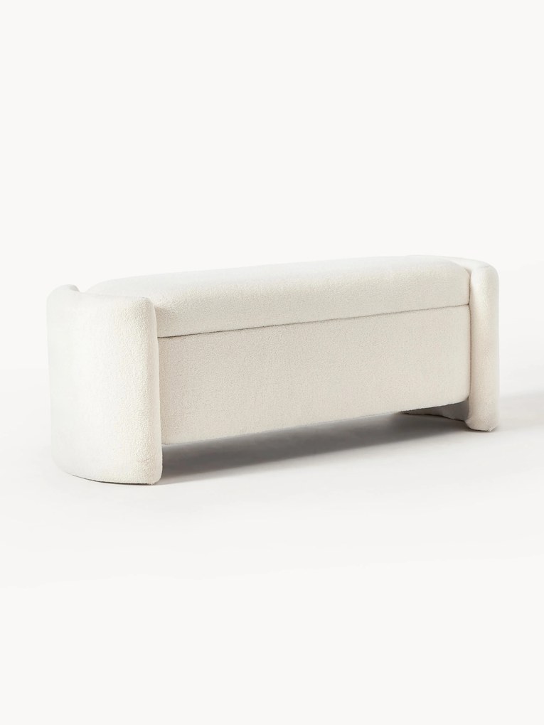 Banco estofado em teddy com arrumação Benji