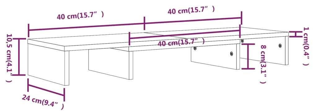 Suporte para Monitor em Madeira de Pinho de 80 cm - Branco