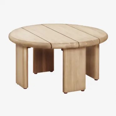Mesa Auxiliar Redonda Ø70 Cm Em Madeira De Acácia Famara Marrom Acácia Claro - Sklum