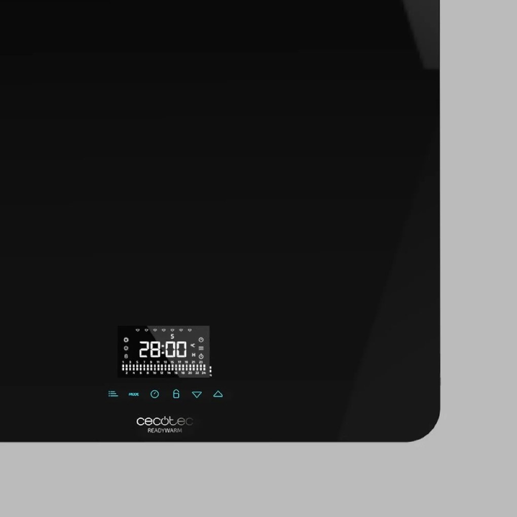 Toalheiro elétrico ReadyWarm 9890 Crystal Towel 850W. Dois ganchos de aço inoxidável, ecrã LED e temporizador semanal. IP24