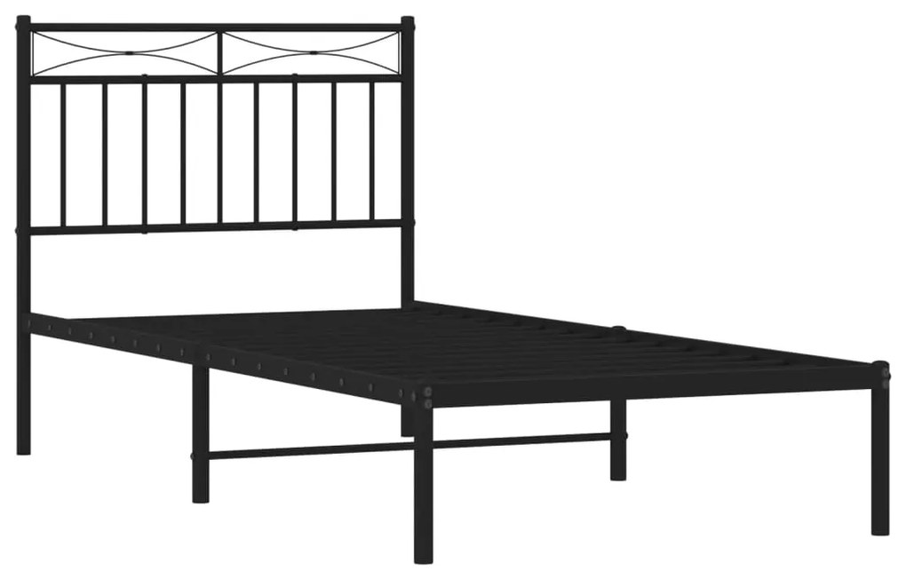 Estrutura de cama com cabeceira 90x190 cm metal preto