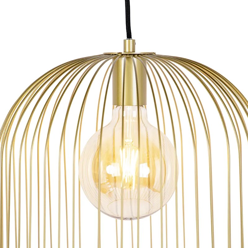 Candeeiro de suspensão design dourado - Wire Knock
