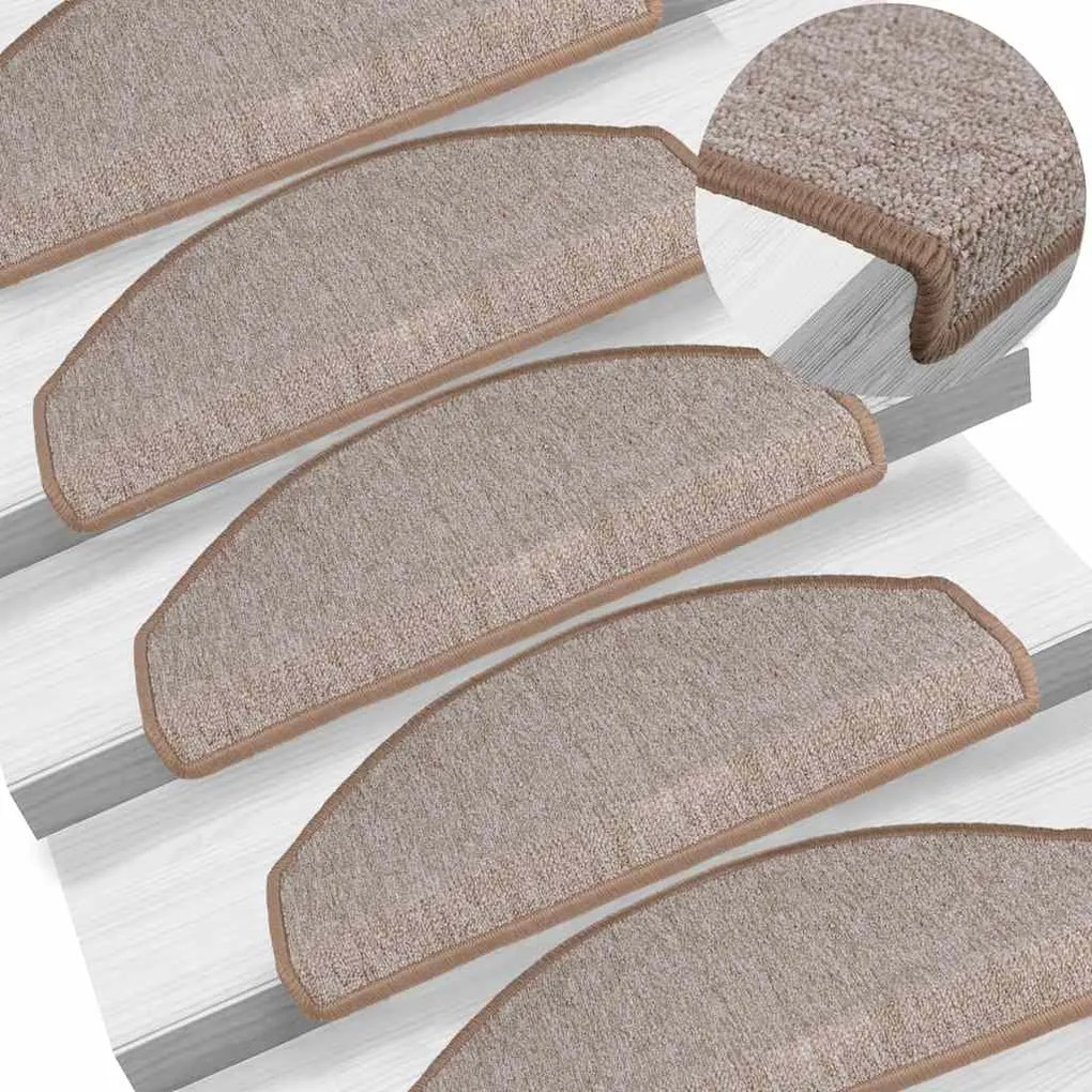 Tapetes de escada 30 pcs 65x24x4 cm castanho-claro