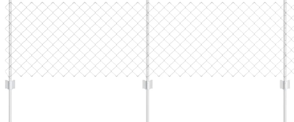 Cerca de Cadeia com 22 Postes U Prata 0.6x25 m Aço