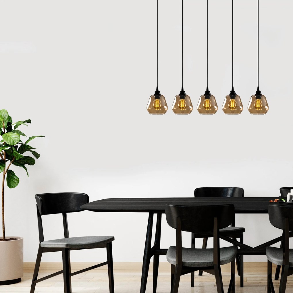 Candeeiro de Teto Chandelier Gold – Dourado e Preto – 85 x 15 cm