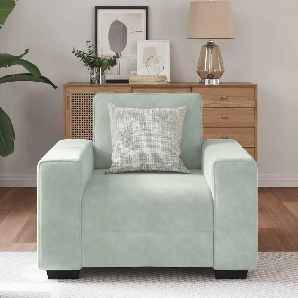 Poltrona 60 cm veludo cinzento-claro