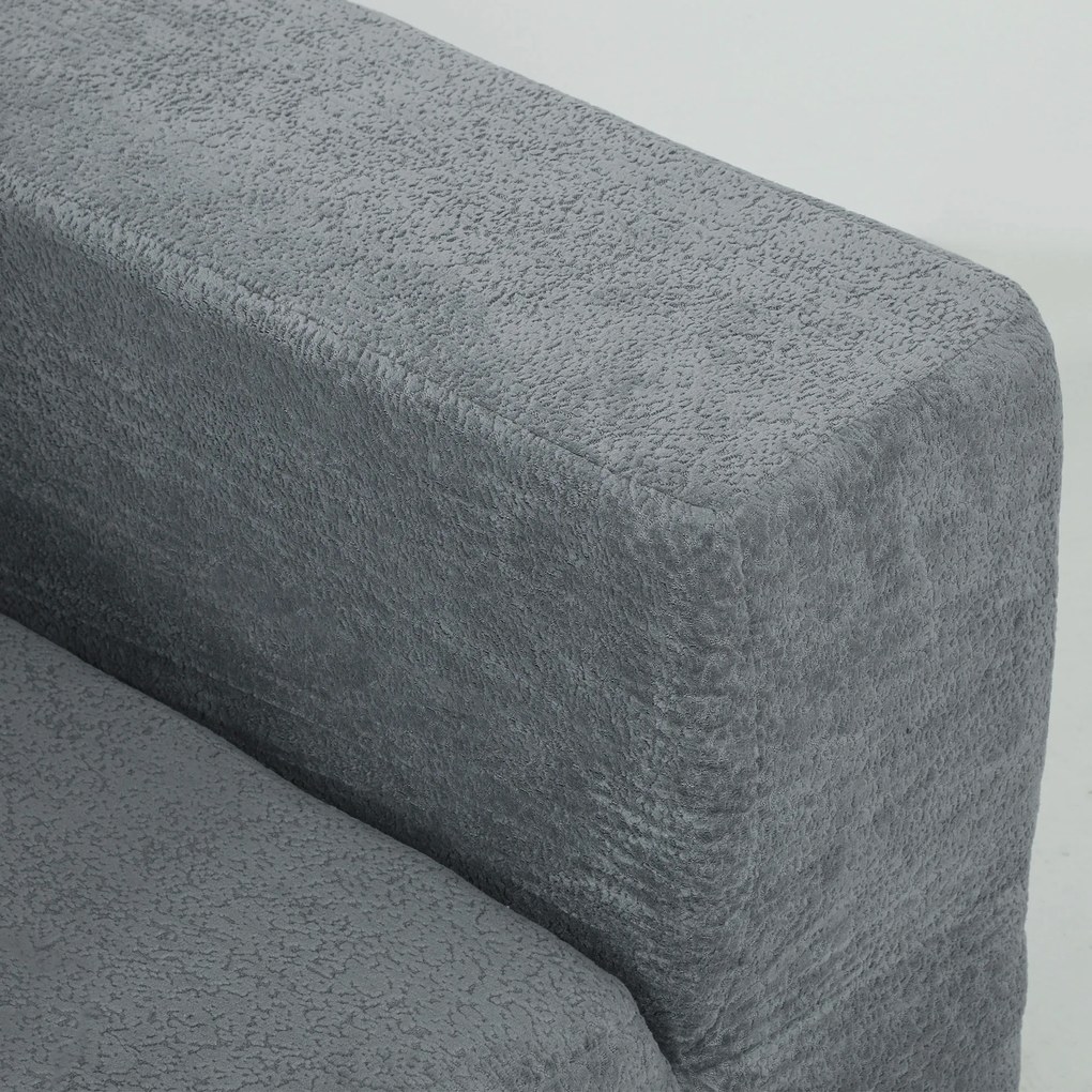 Sofá Modular de Canto em Tecido Efeito Veludo e Espuma com Almofadas 294x165x70 cm Cinza Escuro