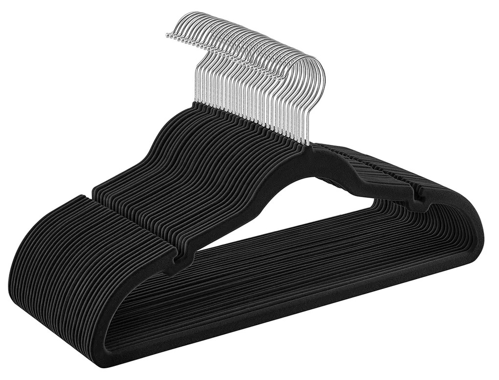 Conjunto de cabides de veludo antiderrapante com recortes para ombros. | SONGMICS | 43 x 0,6 x 22 cm | CRF029B03.