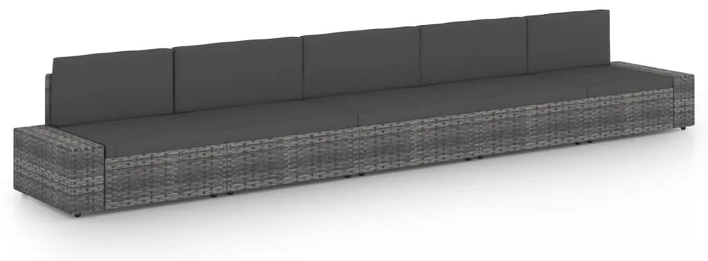 vidaXL 5 pcs conjunto lounge de jardim c/ almofadões vime PE cinzento