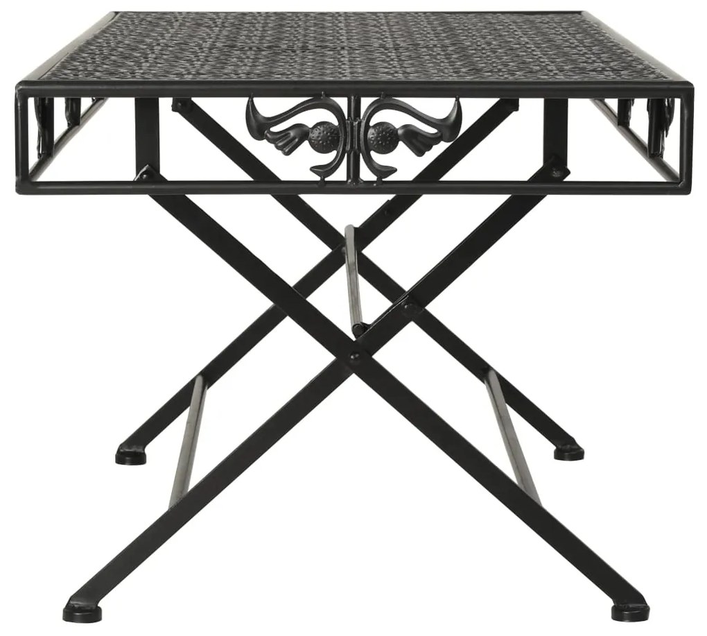 Mesa de centro dobrável estilo vintage metal 100x50x45 cm preto