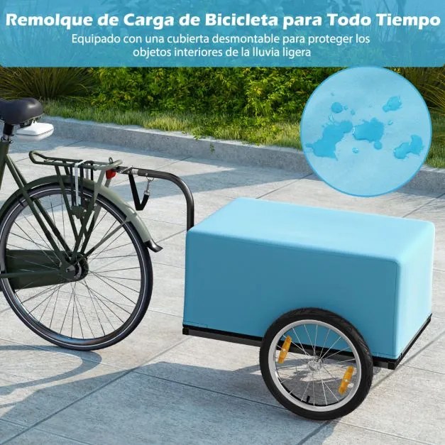 Reboque de carga para bicicletas com estrutura dobrável Cobertura de tecido Oxford Acoplador versátil Preto+Azul